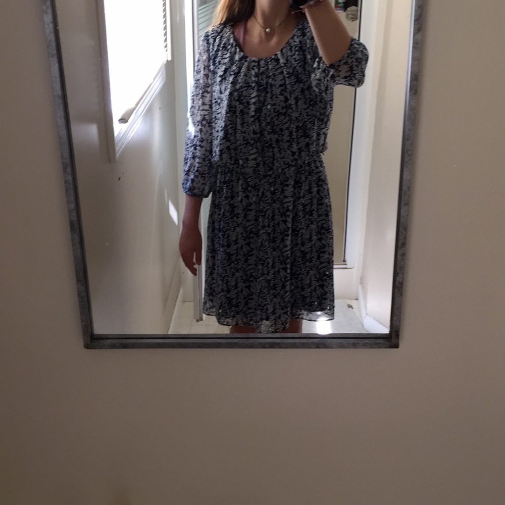 blue patterned dress